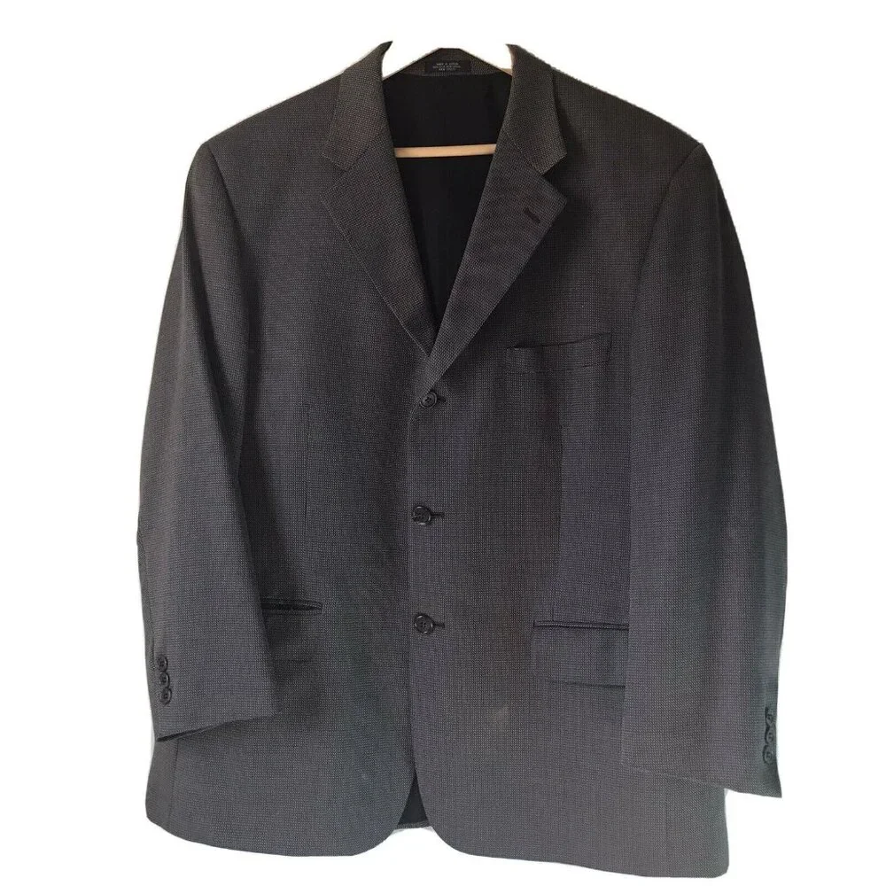 Vintage Jones New York brown sport tweed jacket silk wool men size 42short‎